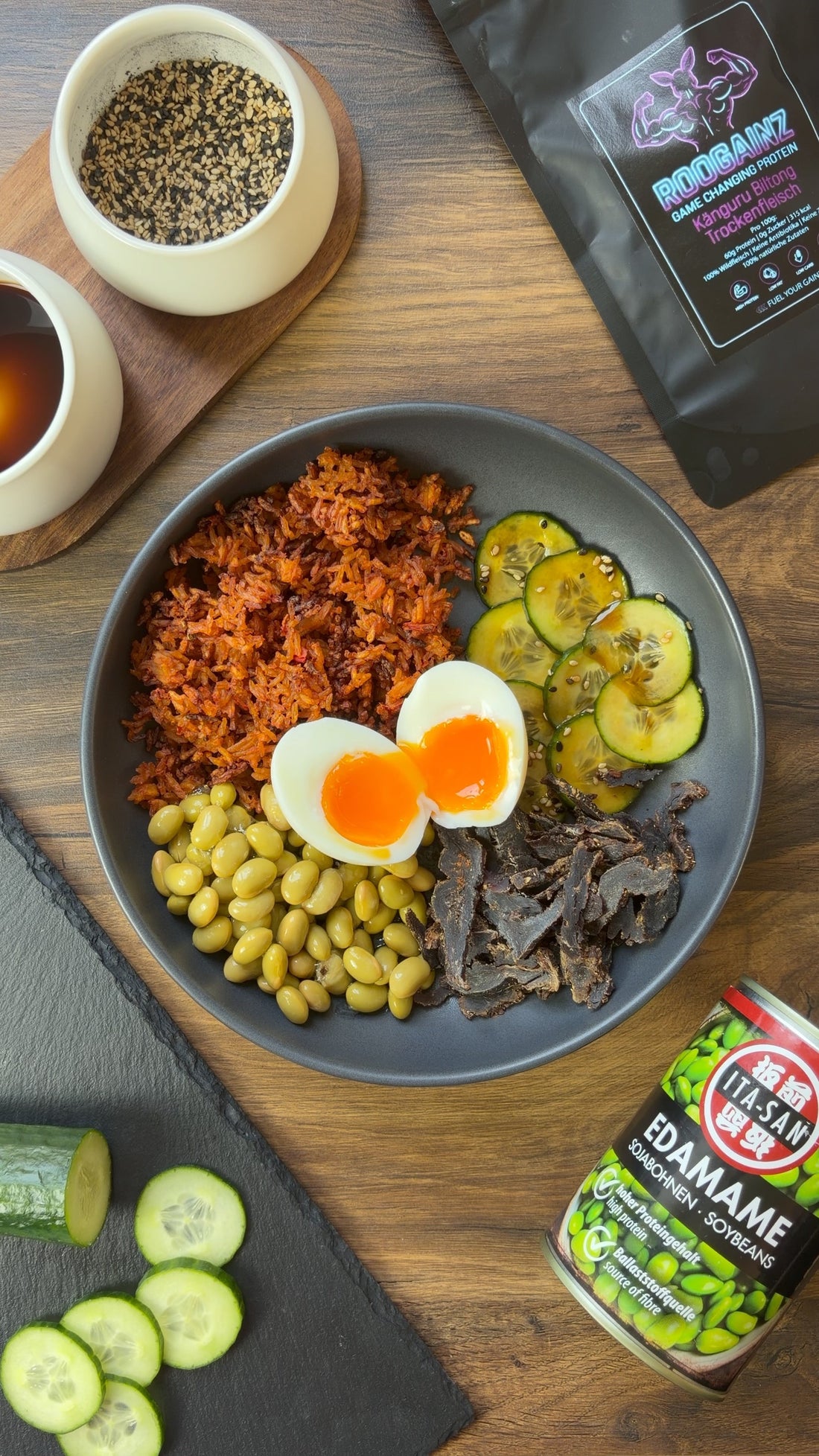High Protein Crispy Rice - Trockenfleisch - Bowl